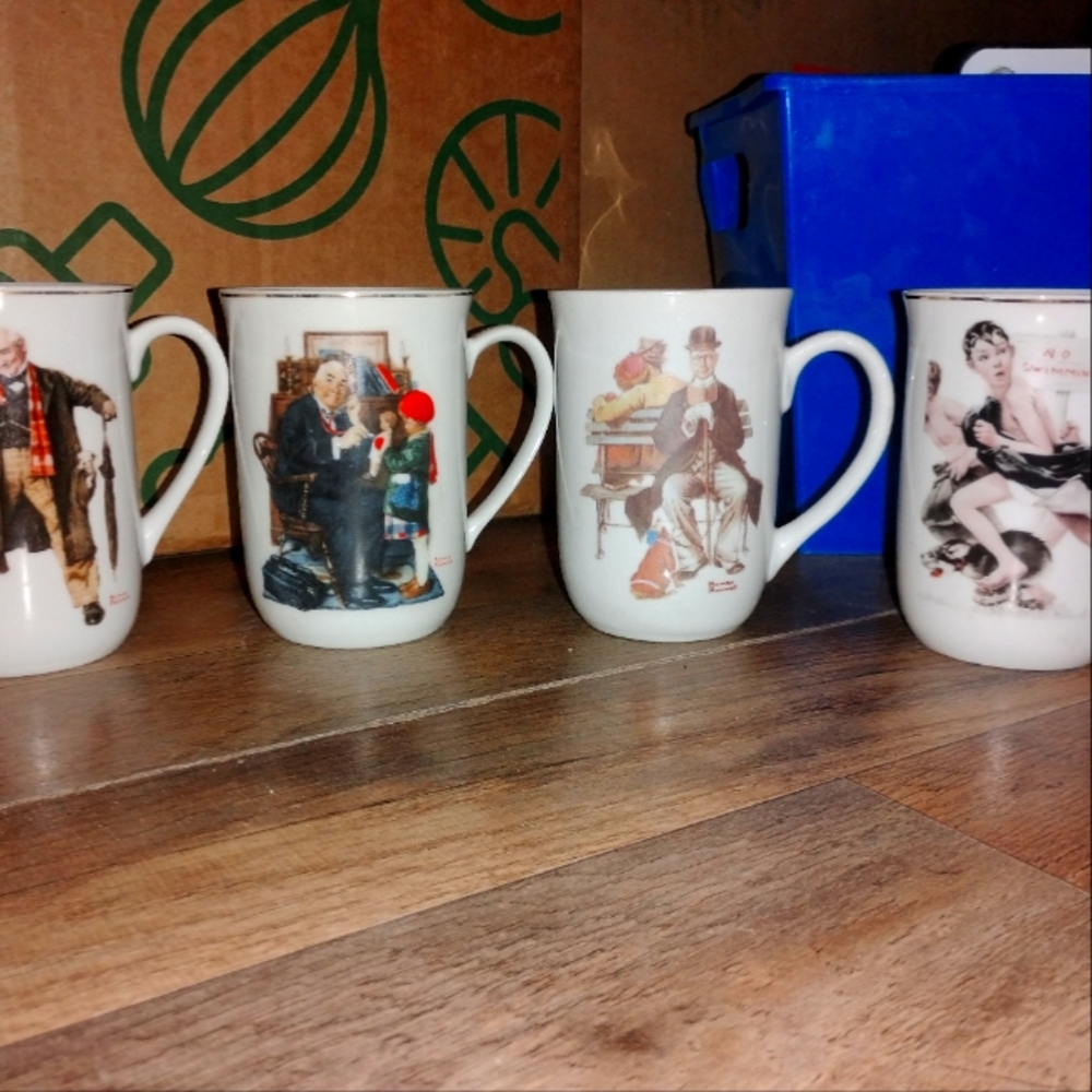 Set of 4 Noman Rockwell Mugs